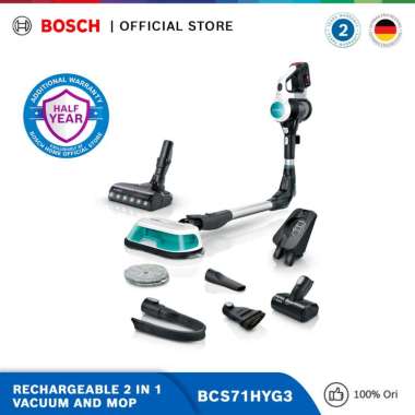Bosch BCS71HYG3 Cordless 2-in-1 Vacuum and Mop, Upright dengan HEPA Filter dan DynamicAqua Mop