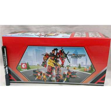 MAINAN EDUKASI ANAK MENYUSUN BRICKS BLOCK SEMBO MECHA OF STEEL FIRE FIGHTER SET 8IN1 CODE 2537