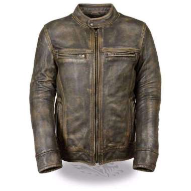 Bevera- JAKET KULIT PRIA ASLI DOMBA ORIGINAL MODEL WASHING-VINTAGE Coklat belang XXL
