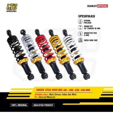 SHOCK BREAKER SHOCK BELAKANG MOTOR BEBEK NON TABUNG 3030 UKURAN 340 MM LTC MERAH