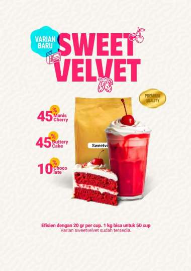 Bubuk minuman rasa PREMIUM SWEET VELVET 1kg bubuk minuman tanpa gula