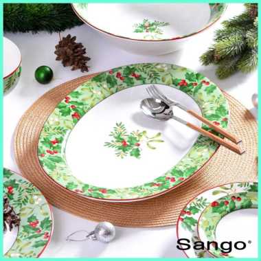 SANGO Set Piring Oval Christmas Foliage Green (Isi 1)