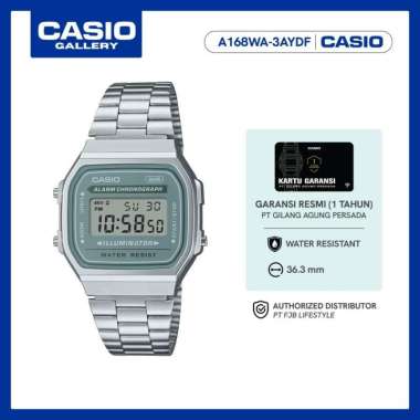 Jam Tangan Unisex Casio General A168WA-3AYDF Original Digital Silver