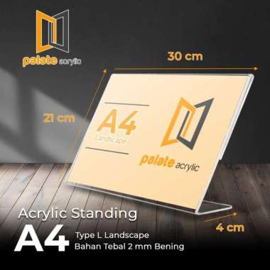 Acrylic Tent Holder / Tempat Brosur Akrilik A4 L Landscape 2mm