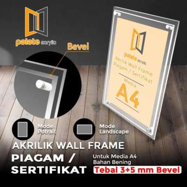 AKRILIK WALL FRAME / ACRYLIC FRAME PIAGAM A4 LANDSCAPE / PORTRAIT