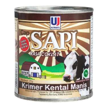 Ultra Cap Sapi Krimer Kental Manis Cokelat Kaleng 375 g