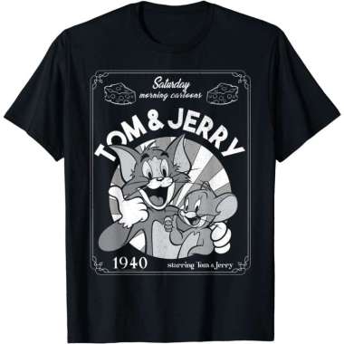 Kaos Tom And Jerry SaturdayMorning Cartoons 1940 Portrait Branded Vintage Retro Classic Pria & Wanit