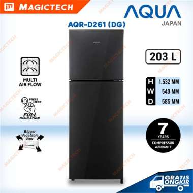 KULKAS AQUA 2 PINTU AQR-D261 (DG) 203L - HITAM