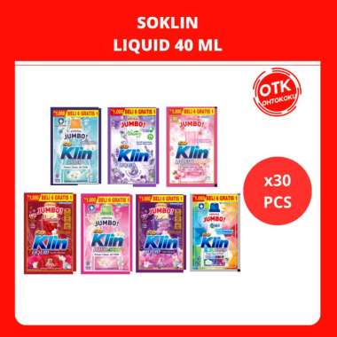 SOKLIN DETERGENT LIQUID 40ML SO KLIN CAIR 40 ML RENCENGAN ISI 30PCS + BONUS sakura