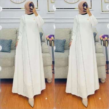 GAMIS CERUTY PAYET SAMPING SWAROVSKI GAMIS PUTIH SERAGAMAN MEWAH Ld105cm (Standard) L A-Putih