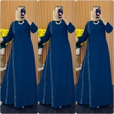 GAMIS CERUTY PAYET SAMPING SWAROVSKI GAMIS PUTIH SERAGAMAN MEWAH Ld125cm (Jumbo) 5L Navy