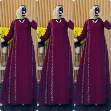 GAMIS CERUTY PAYET SAMPING SWAROVSKI GAMIS PUTIH SERAGAMAN MEWAH Ld105cm (Standard) L D-Maroon
