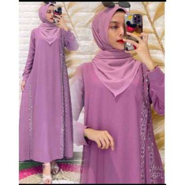 GAMIS CERUTY PAYET SAMPING SWAROVSKI GAMIS PUTIH SERAGAMAN MEWAH Ld105cm (Standard) L E-Lilac