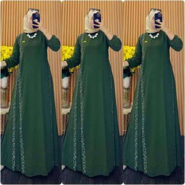 GAMIS CERUTY PAYET SAMPING SWAROVSKI GAMIS PUTIH SERAGAMAN MEWAH Ld105cm (Standard) L G-Hijau'Army