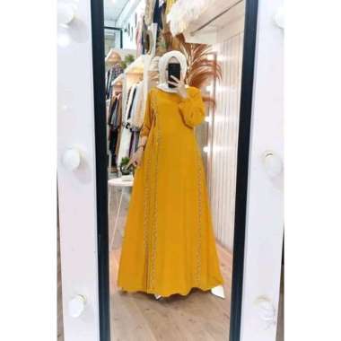 GAMIS CERUTY PAYET SAMPING SWAROVSKI GAMIS PUTIH SERAGAMAN MEWAH Ld105cm (Standard) L H-Mustard