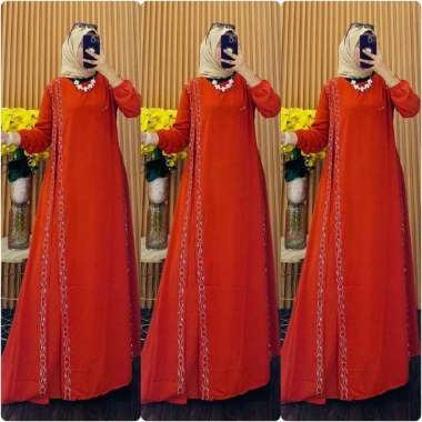 GAMIS CERUTY PAYET SAMPING SWAROVSKI GAMIS PUTIH SERAGAMAN MEWAH Ld105cm (Standard) L Orange