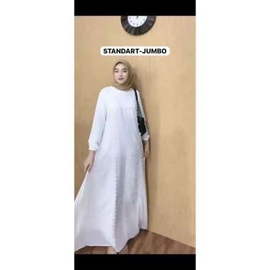 GAMIS CERUTY PAYET SAMPING SWAROVSKI GAMIS PUTIH SERAGAMAN MEWAH Ld115cm(SemiJumbo)2L Putih-Alt