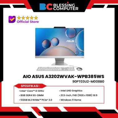 AIO ASUS A3202WVAK WPB385WS Core I3 1315U 8GB 512GB SSD Windows 11 Home White