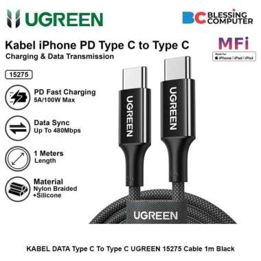 KABEL DATA Type C To Type C UGREEN 15275 Cable 1m Black