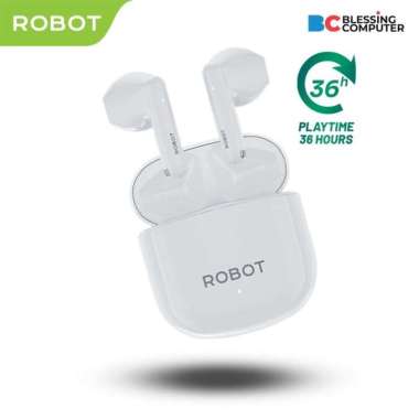 Earphone ROBOT TWS Airbuds T60 White Half Ear wireless 13mm Bluetooth