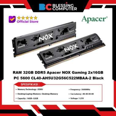 RAM 32GB DDR5 Apacer NOX Gaming 2x16GB PC 5600 CL40-AH5U32G56C522MBAA