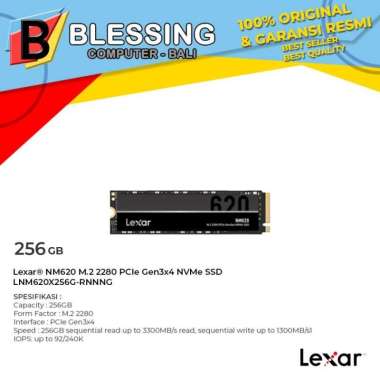 SSD LEXAR 256GB NM620 NVMe M.2 2280 PCIe Gen3x4 - LNM620X256G-RNNNG