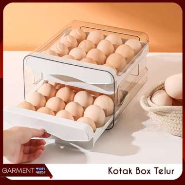 Box Akrilik Penyimpan Telur 32 Lubang Egg Box Laci 2 Susun Organizer Dapur Kulkas Anti Pecah NO BUBB