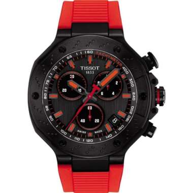 Original 100%!! Jam Tangan TISSOT T141.417.37.061.01 T-Race Chronograph Black/Red 45mm Swiss Made Ga