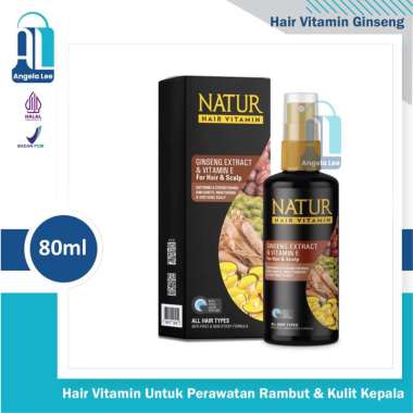 Natur Hair Vitamin Spray Ginseng Extact & Vitamin E Melembutkan Menguatkan Akar Rambut & Kulit Kepal