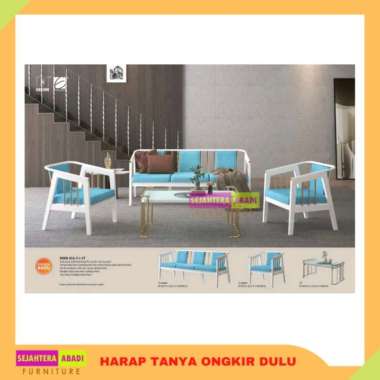 sofa siantano kursi tamu sofa 311-7 plus meja sofa kayu kombinasi besi