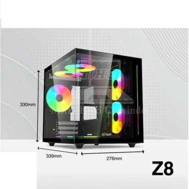 CASING PC CASING KOMPUTER GAMING ENLIGHT Z8 BLACK 3 FAN RGB PC CASE GAMING