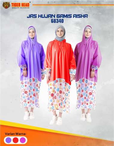 Jas Hujan Wanita / Jas Hujan Gamis Aisha TIGER HEAD 68340 UNGU