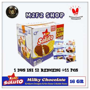 Klop Saluto Crackers Milky Chocolate | Biskuit Krekers Krim Cokelat Susu Sachet - 16 gr (Kemasan Kar