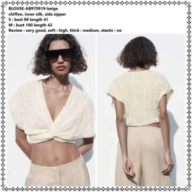 AB970919 Baju Atasan Summer Sexy Crop Top Blouse Wanita Korea Import Beige