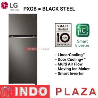 KULKAS LG 2 PINTU SMART INVERTER GN-B372PXGB BLACK STEEL