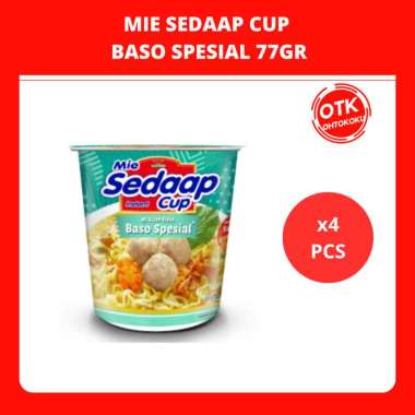 SEDAAP Mie Instan Cup Bakso Spesial 77gr X4pcs