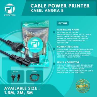 Kabel Power Printer 3 Meter Kabel Angka 8 Garansi 2 Thn Profftech