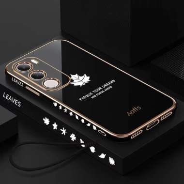 Case Compatible Vivo Y19S Softcase Maple Elektro Plating Camera Protect Vivo Y19S Hitam