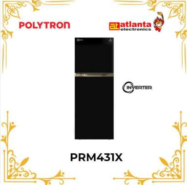 POLYTRON PRM 431 X KULKAS 2 PINTU 300LTR INVERTER - BLACK / PRM431X