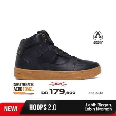 Aerostreet 37-44 Hoops High 2.0 Hitam Hitam Gum - Sepatu Sneakers Casual 44