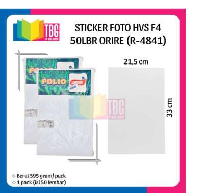 1 PAK (50 LEMBAR) STICKER FOTO F4 50 LBR / KERTAS STICKER / LABEL STICKER HVS ORIRE R-4841