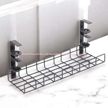 Krisbow Cable Organizer Alat Tatakan Merapikan Kabel Bawah Meja Warna Hita