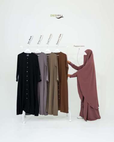 GAMIS SERIES SATU SET SHINY BY ZAUHARA XXL GREY LAVA