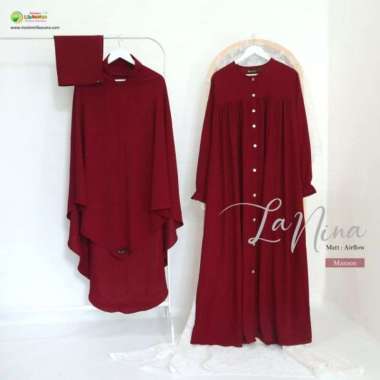 SET GAMIS LA NINA - MOSLEMLIBASUNA - GAMIS SYAR'I CANTIK SIMPLE ELEGAN XL Maroon