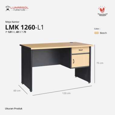LUNARSOL LMK 1475 Meja Kantor 3/4 Biro 140x75x75 LMK 1260 L1 BEECH