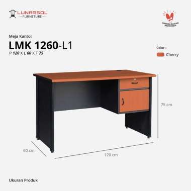 LUNARSOL LMK 1475 Meja Kantor 3/4 Biro 140x75x75 LMK 1260 L1 CHERRY