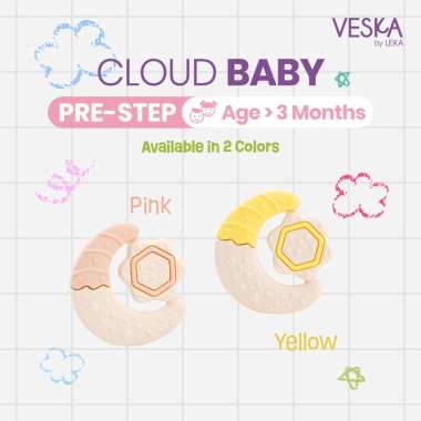 Veska by LEKA - Cloud Baby Pre-Step (>3 Bulan) Moon Teether - Gigitan Bayi Silikon Bebas BPA 1 Pc Pi
