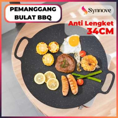 Grill Pan Anti Lengket Bulat Panggangan BBQ Wajan Korea Multifungsi Tempat Pemanggang Daging