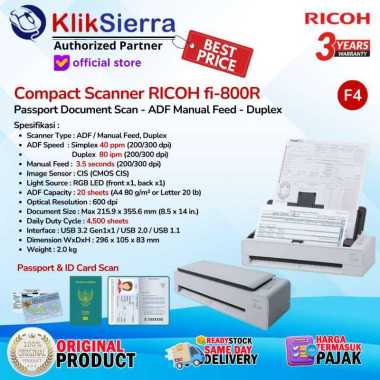 RICOH fi-800R Portable Scanner F4 with ADF/ Manual Feed, Duplex 80 ipm - Ultra Compact FUJITSU fi800