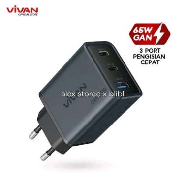 Vivan GaN07 Charger Adapter USB Type C 65W Fast Charging Android iPhone Macbook